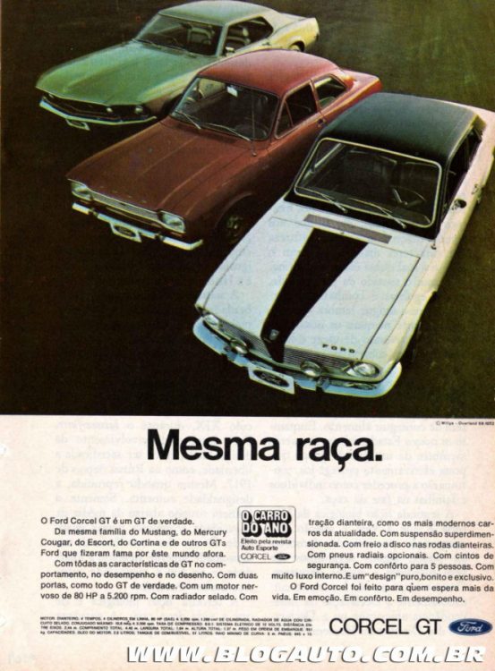 Propaganda antiga: Ford Corcel GT 1970