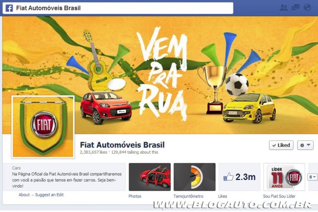 Fan Page da Fiat no Facebook