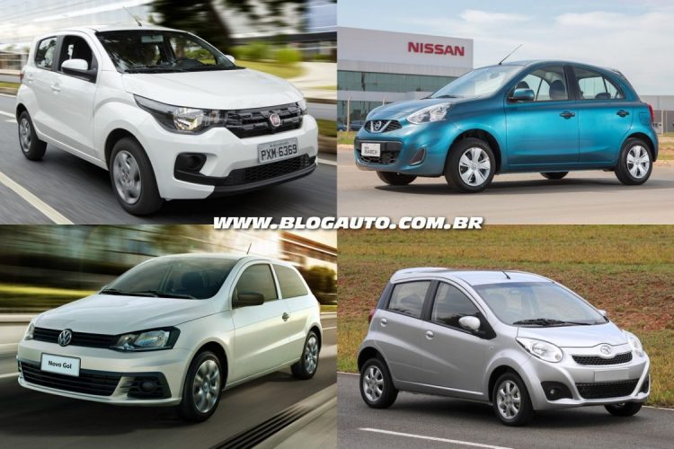 Fiat Mobi, Nissan March, Volkswagen Gol e JAC J2 estão entre os 10 carros mais baratos do Brasil